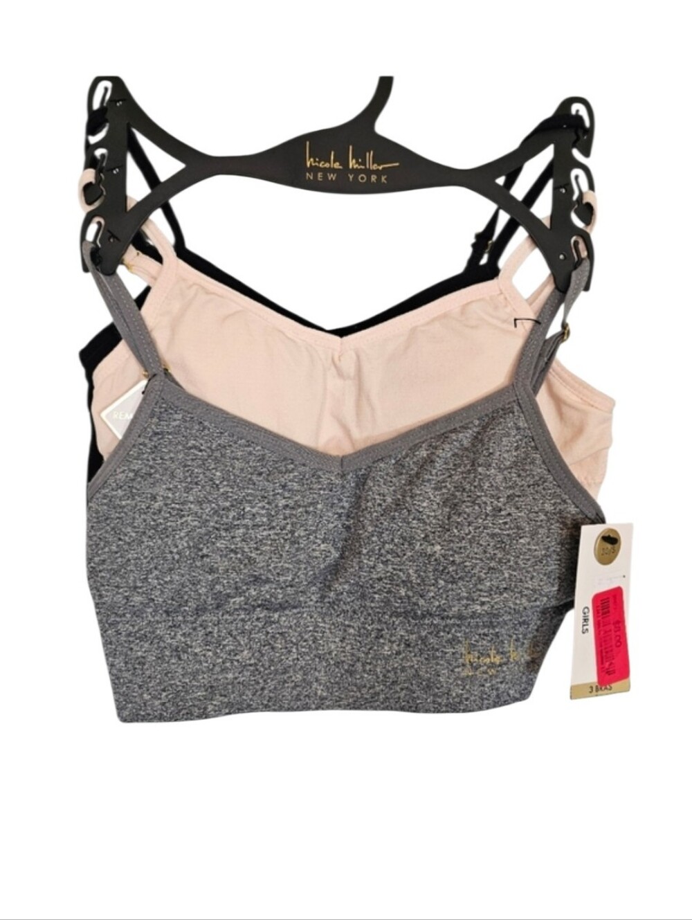 NWT Nicole Miller Set Of 3 Lightweight‎ Bras Girl's Size 30/small